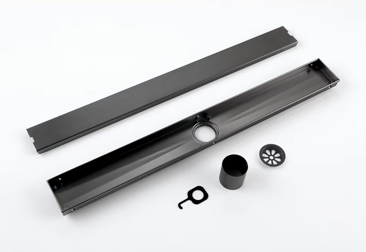 Caniveau de douche gri brossé