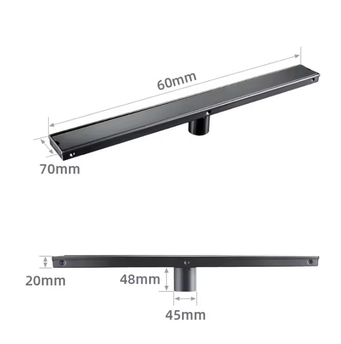 Caniveau de douche gri brossé