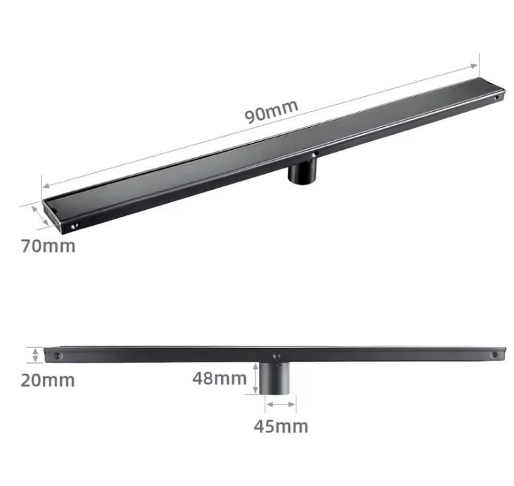 Caniveau de douche gri brossé