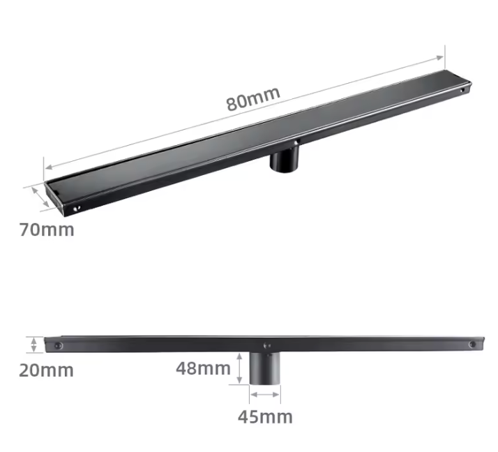 Caniveau de douche gri brossé