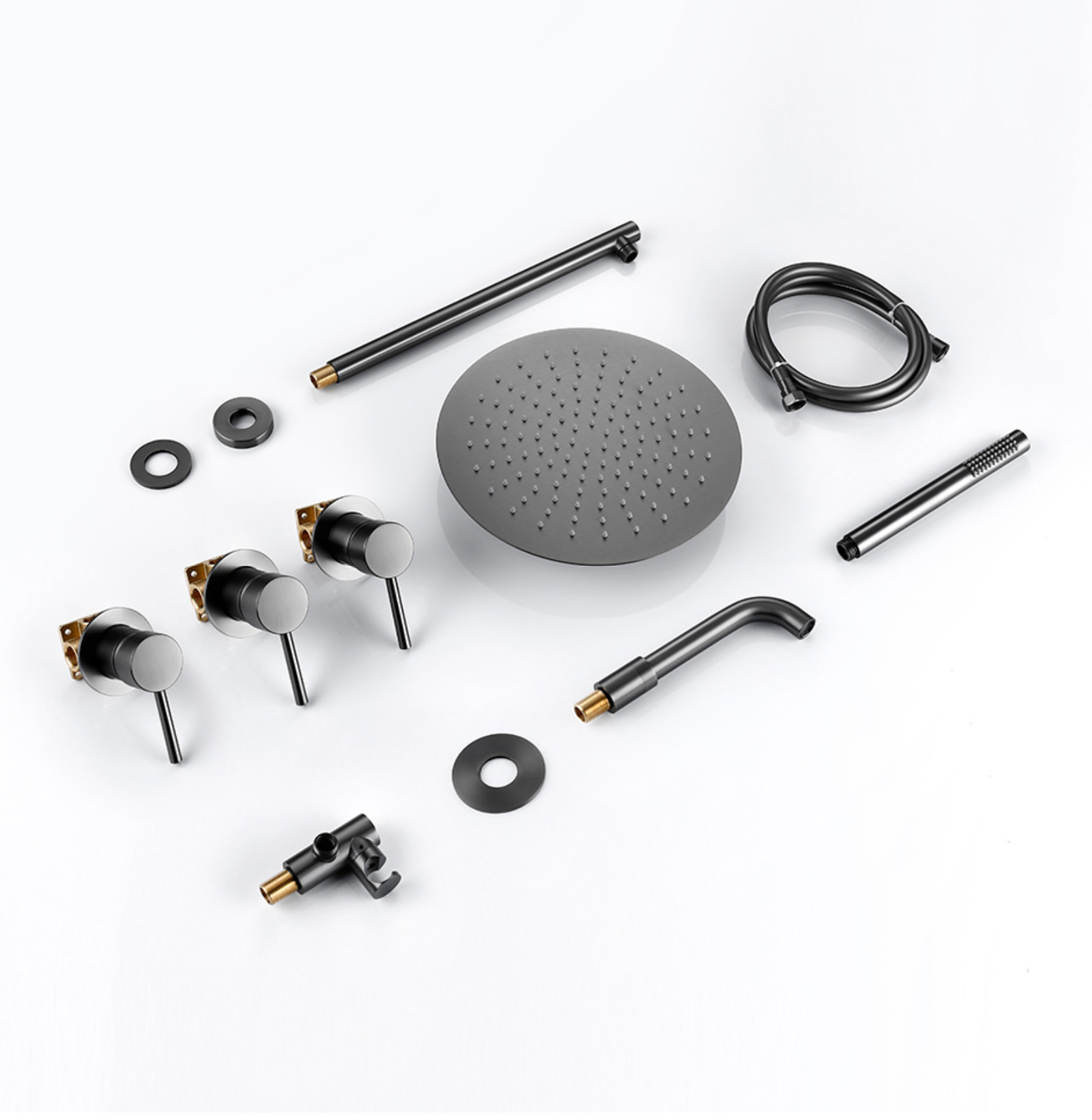 Colonne de douche & bain encastré gris brossé