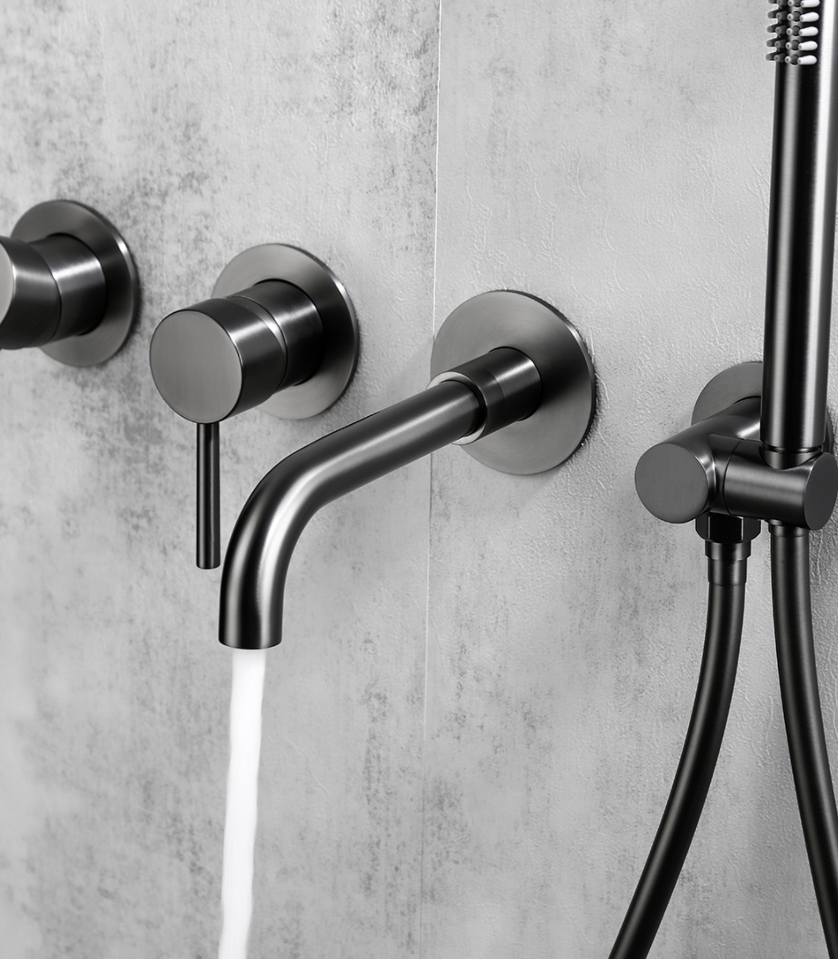 Colonne de douche & bain encastré gris brossé