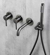 Colonne de douche & bain encastré gris brossé