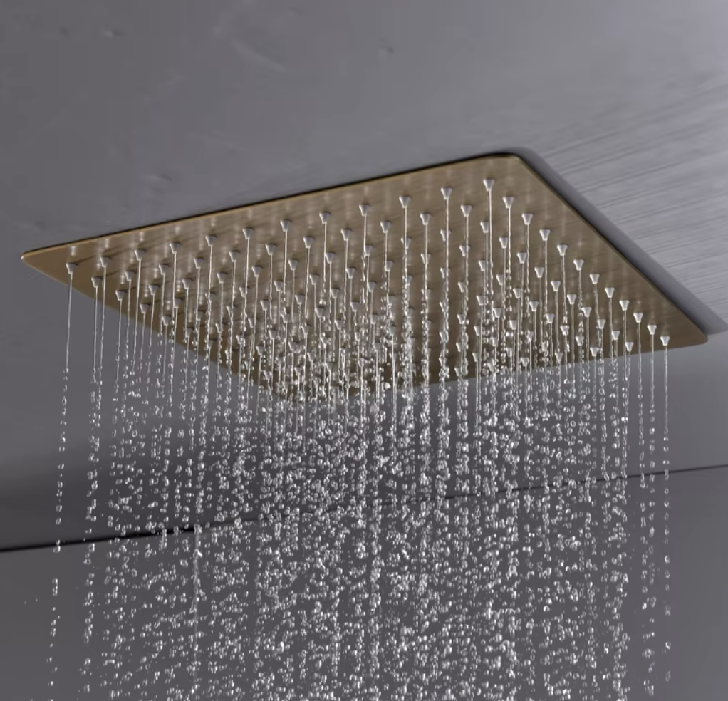 Colonne de douche encastrée or brossé