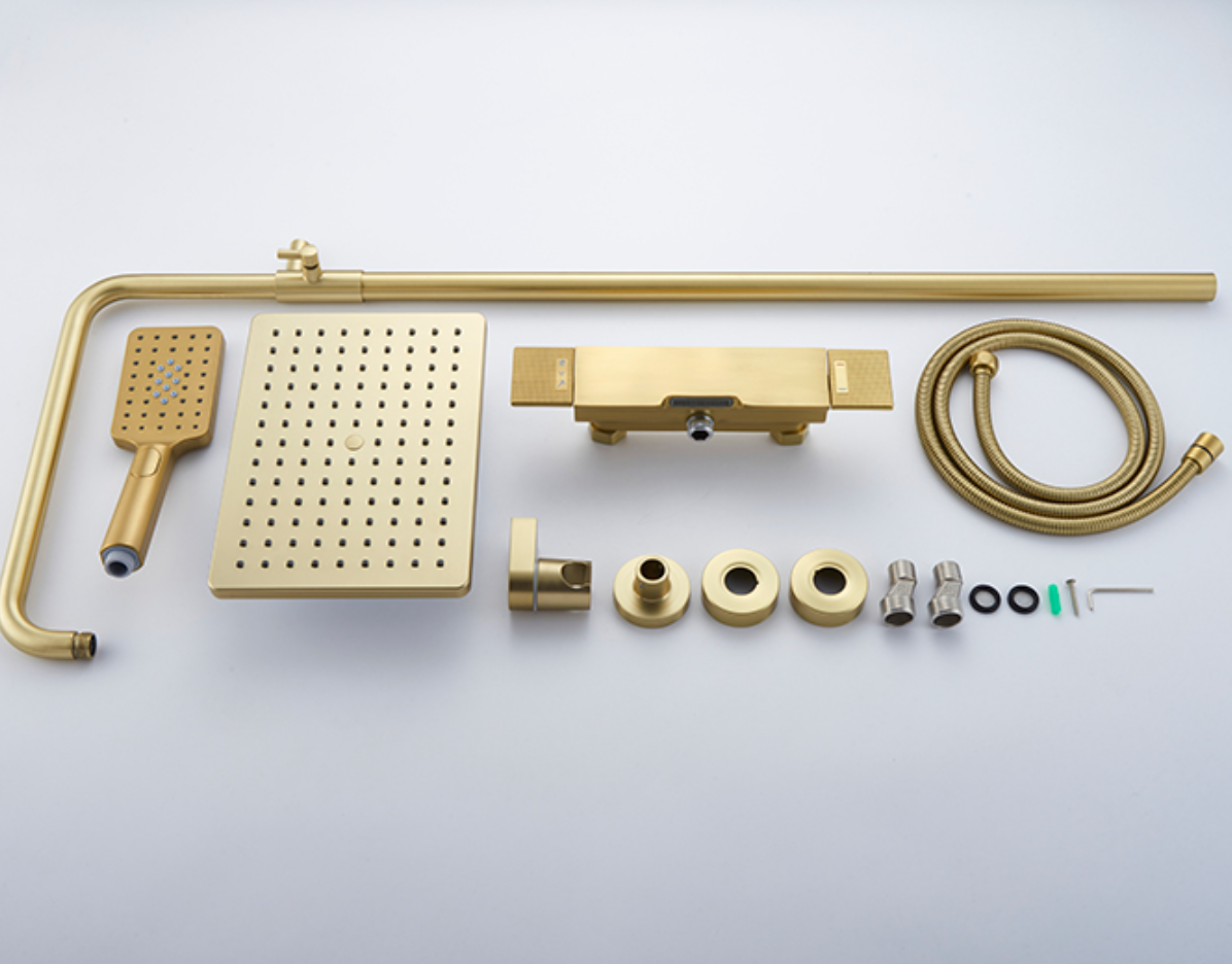 Colonne de douche et bain or brossé