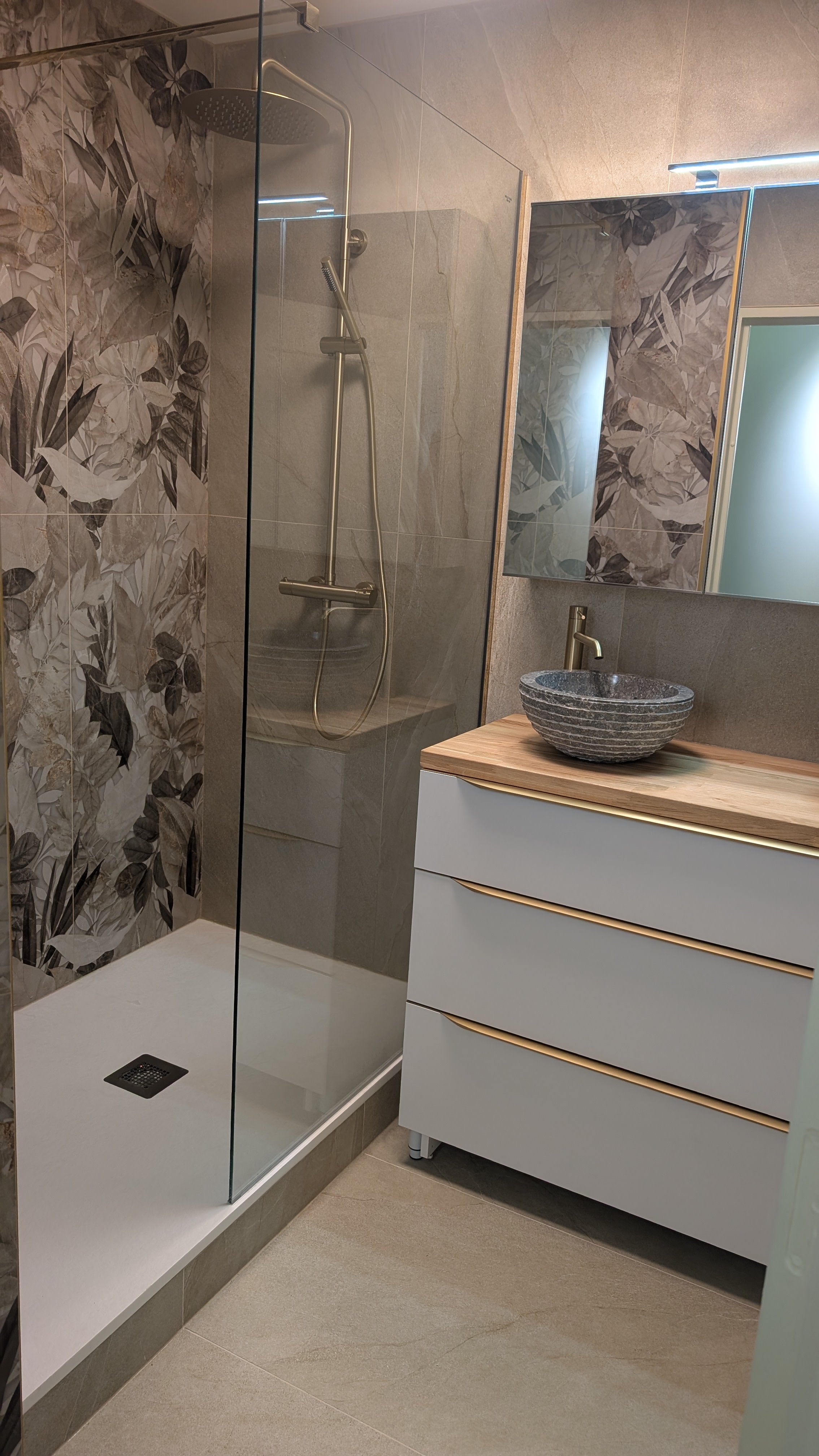 Colonne de Douche Thermostatique Or Brossé