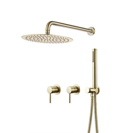 Colonne de douche encastrée or brossé