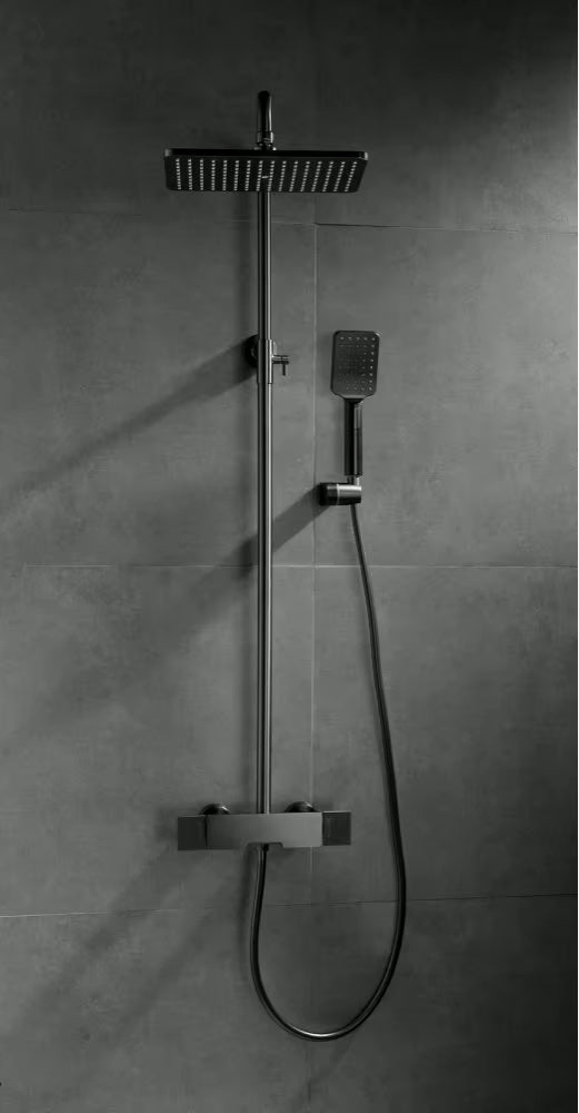 Colonne de douche et bain gris brossé