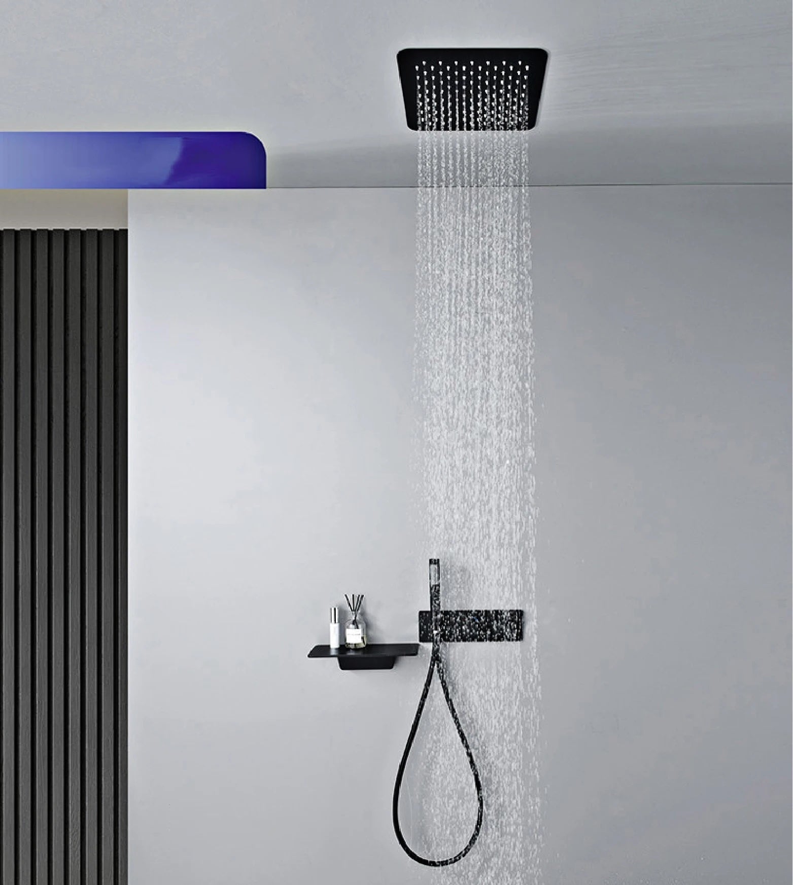 Colonne de douche et bain encastrée noir mate