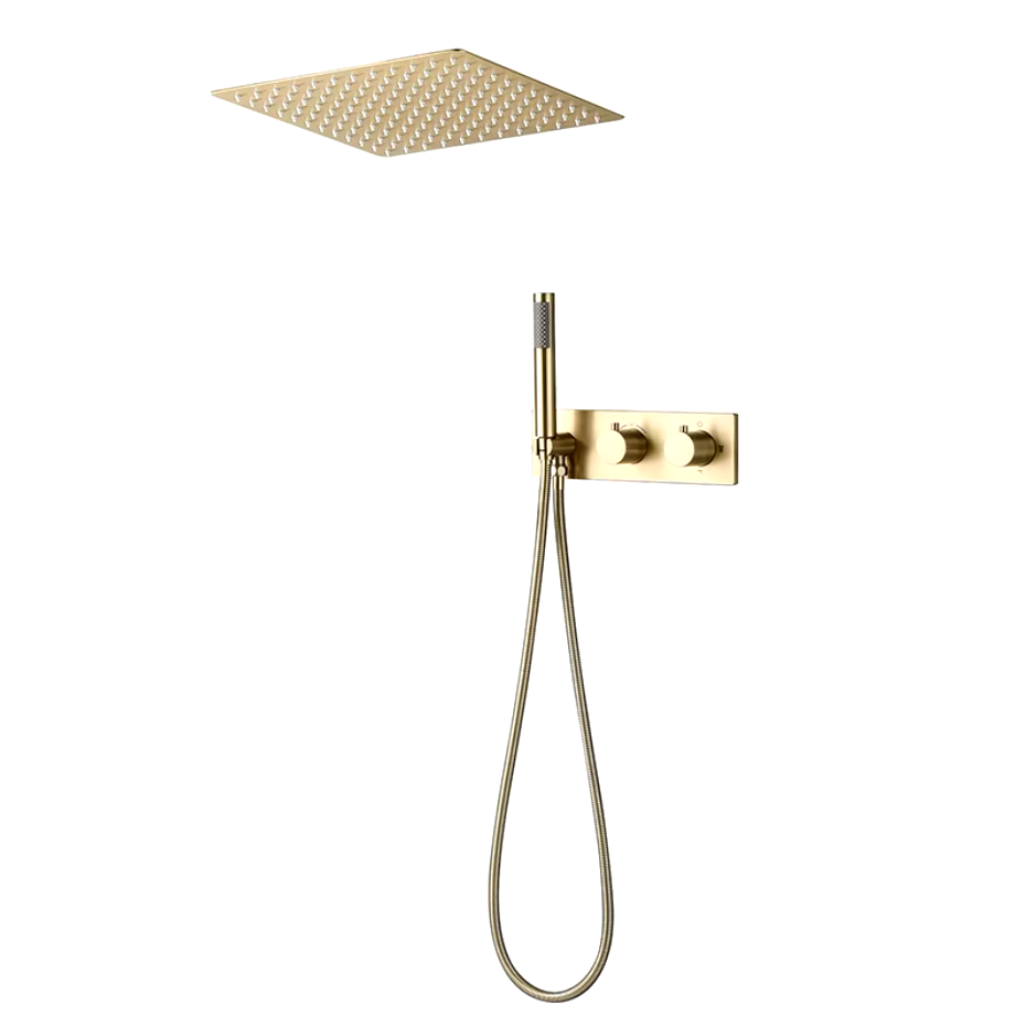 Colonne de douche encastrée or brossé