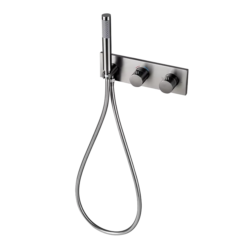 Colonne de douche encastrée gris brossé