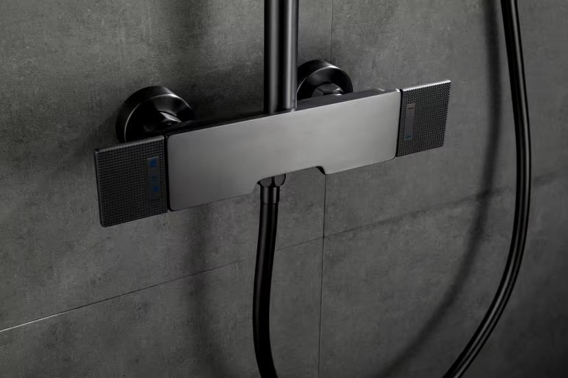 Colonne de douche et bain gris brossé