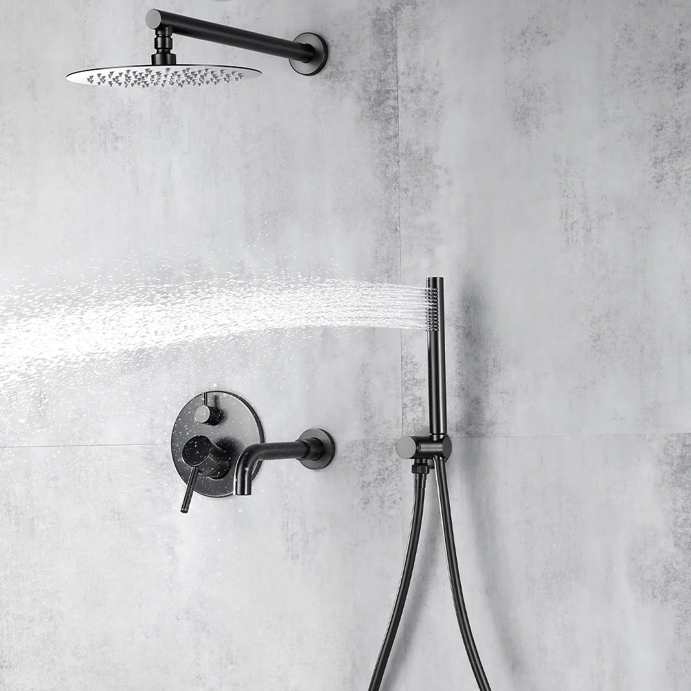 Colonne de bain encastrée gris brossé