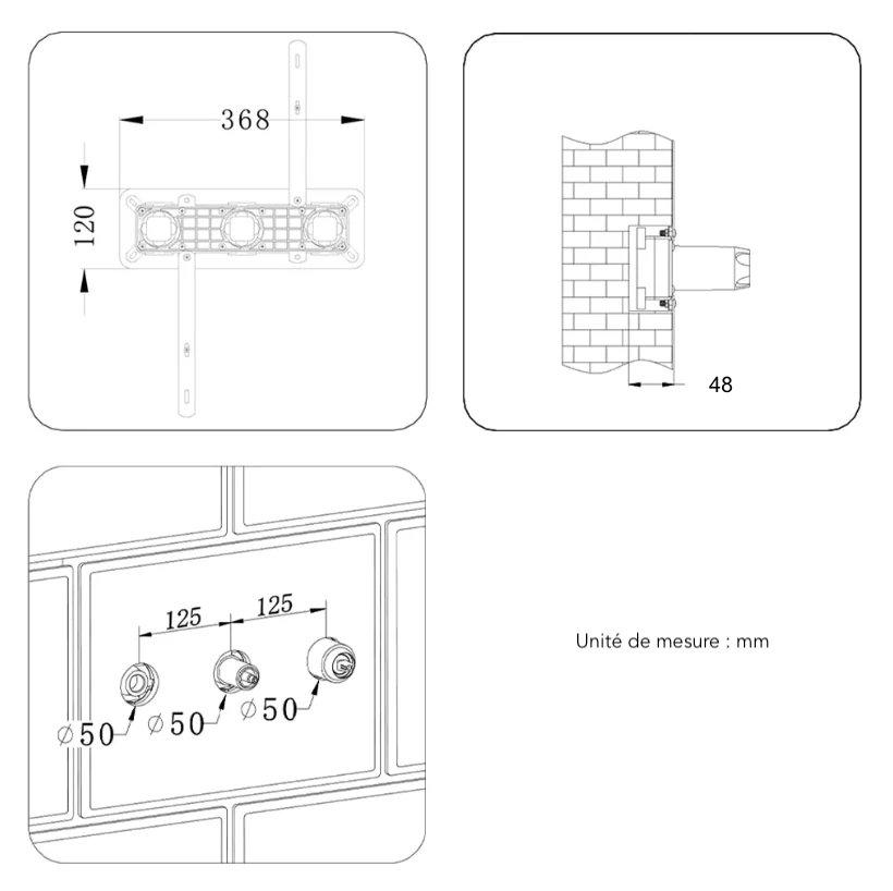 Colonne de douche encastrée or brossé