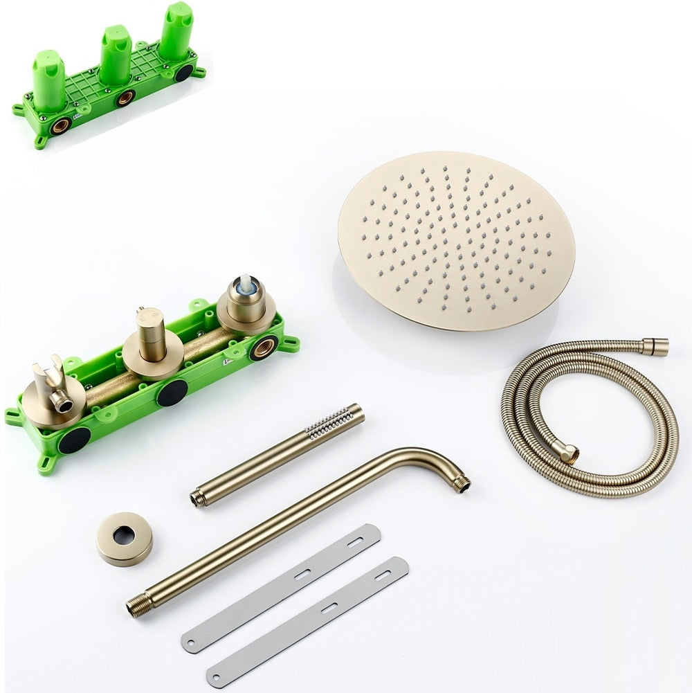 Colonne de douche encastrée or brossé