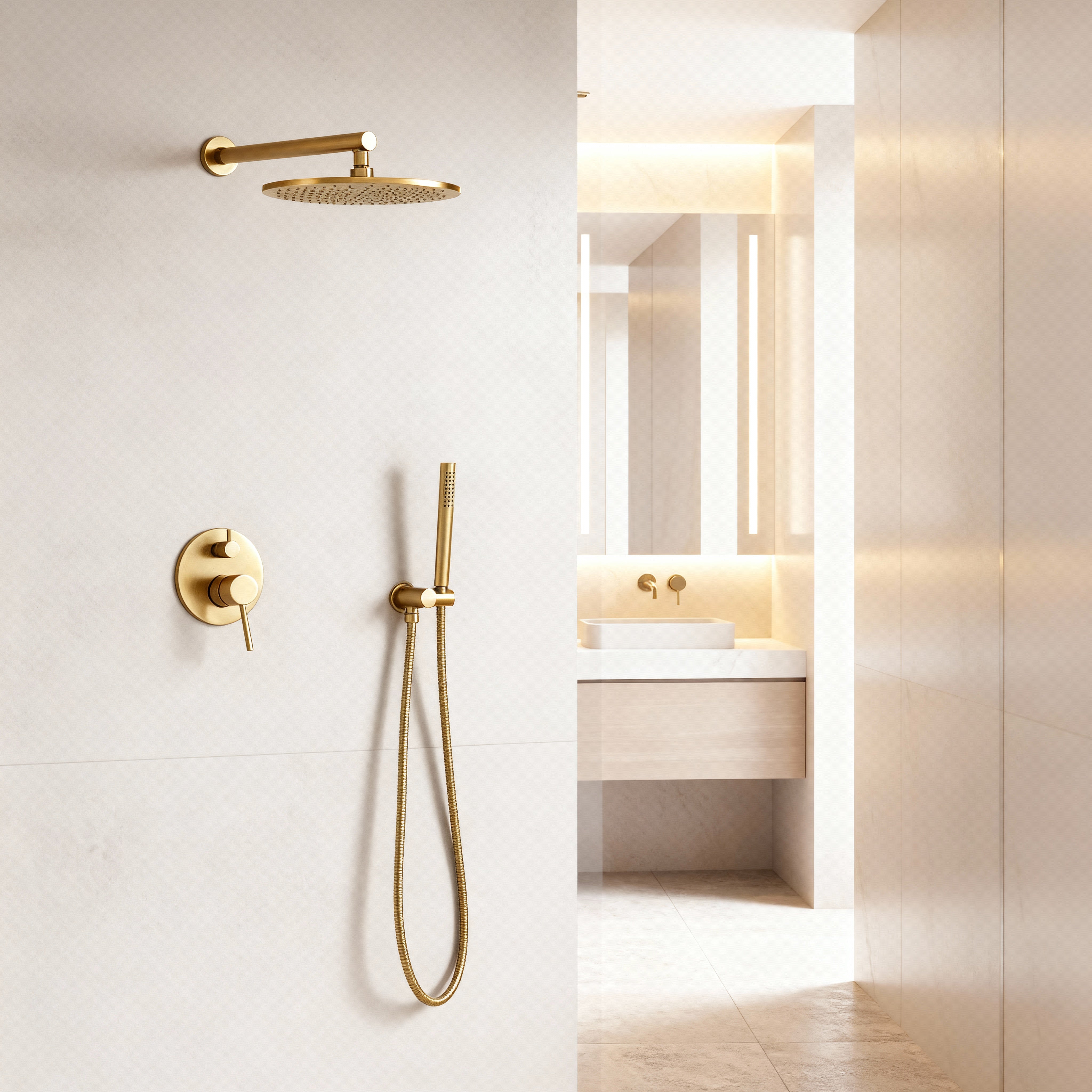 Colonne de douche or brossé