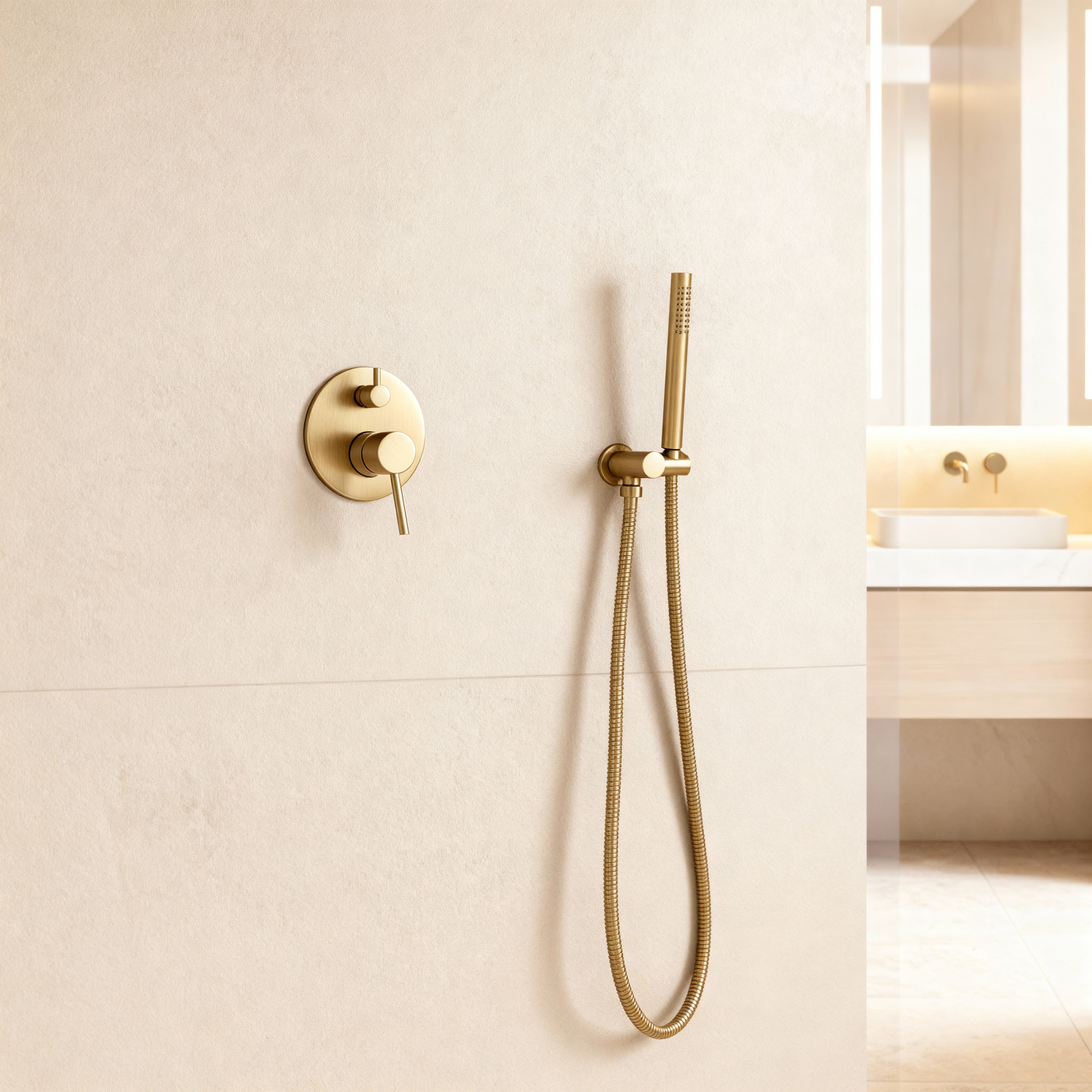 Colonne de douche or brossé