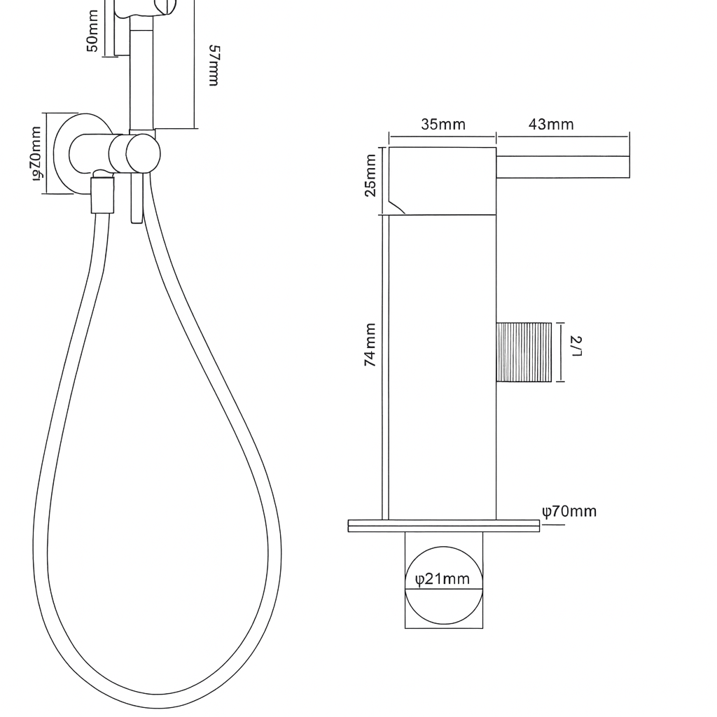 Douchette hygiénique chromée