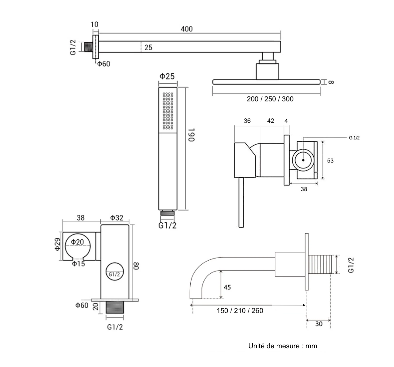Ensemble de bain chrome