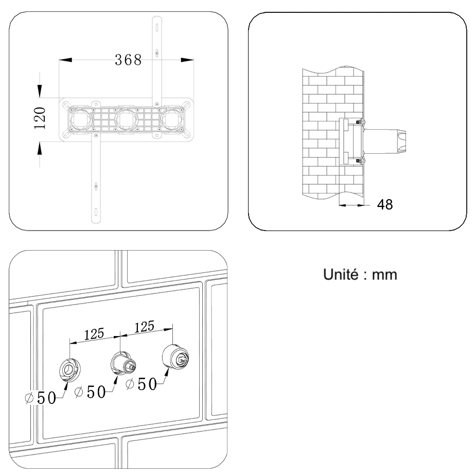 Colonne de douche encastrée noir mate