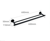 Double porte serviettes noir mate strié