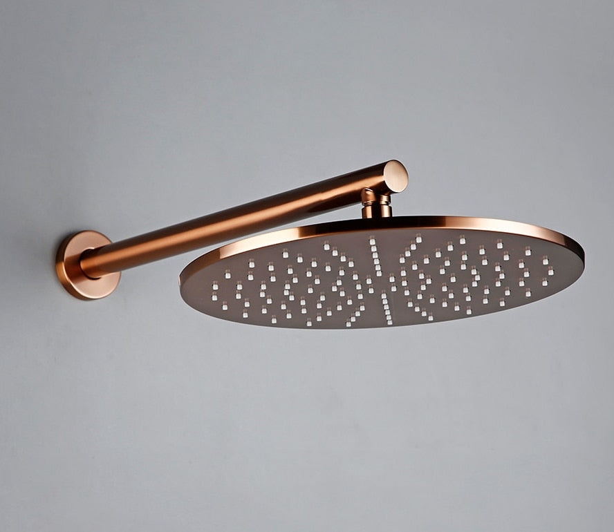 Double colonne de douche encastrée or rose brossé