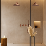 Double colonne de douche encastrée or rose brossé