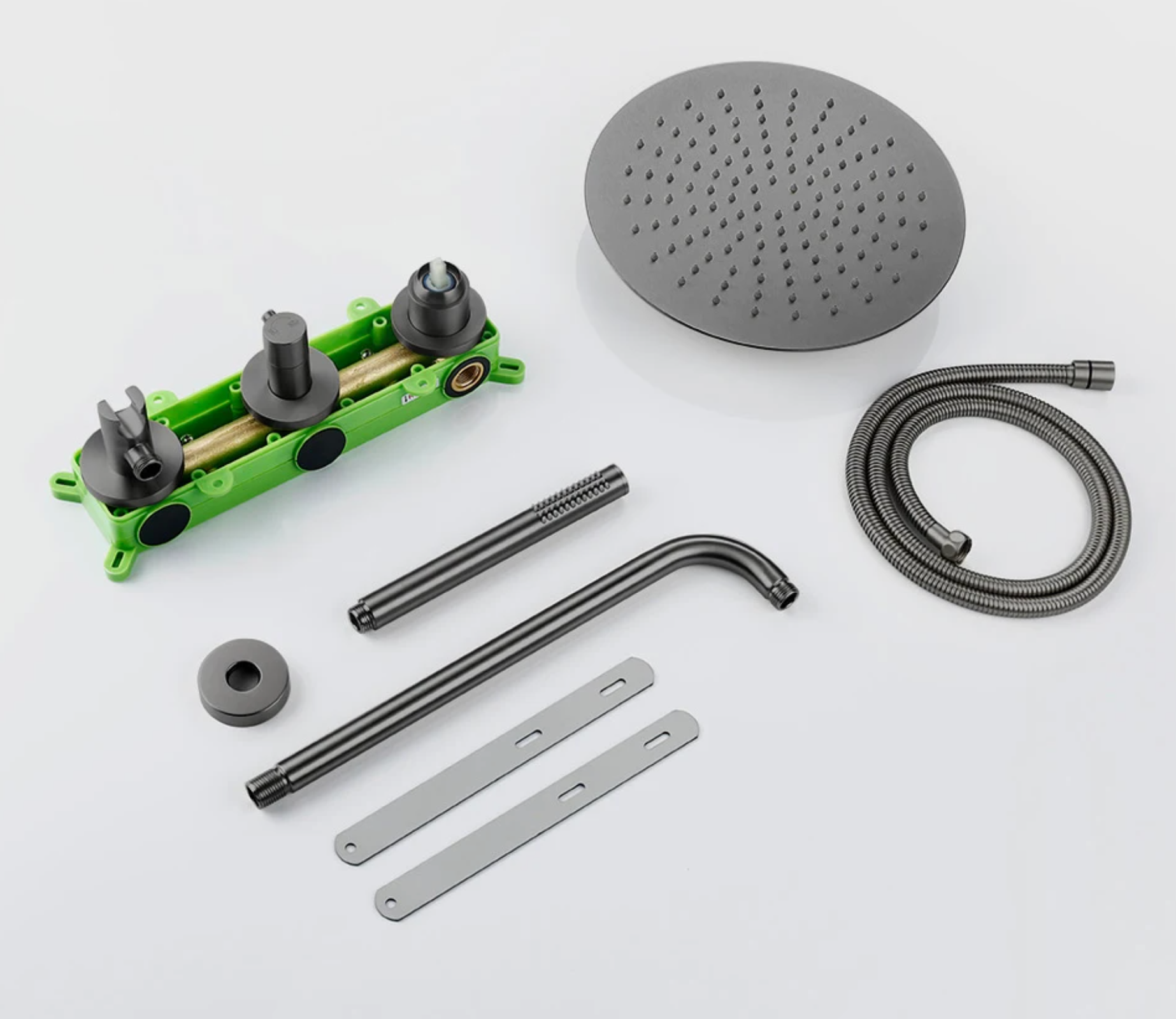 Colonne de douche encastrée gris brossé