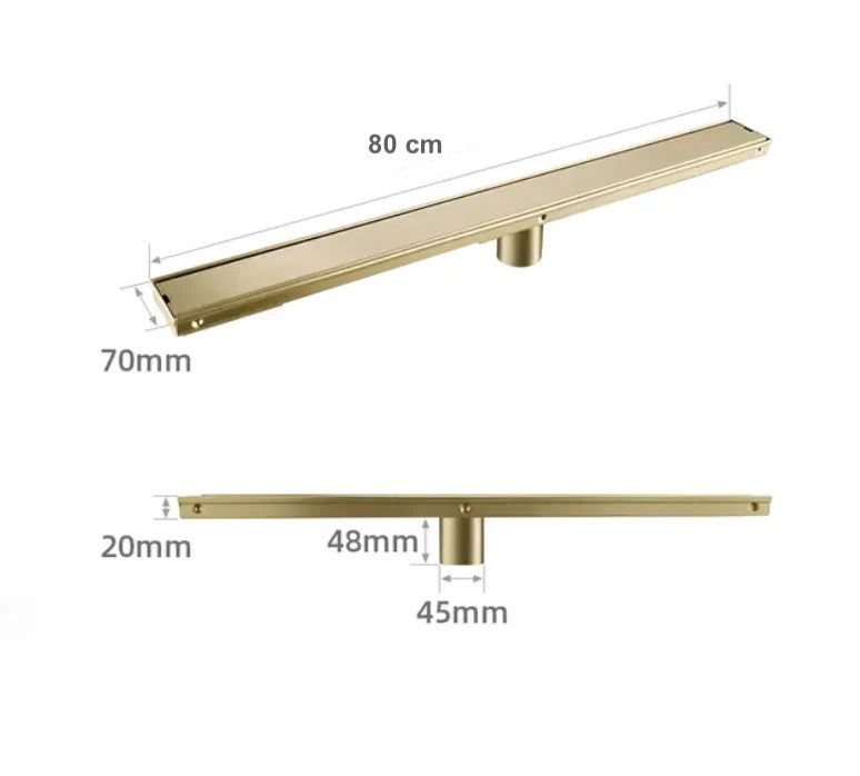 Caniveau de douche encastré or brossé