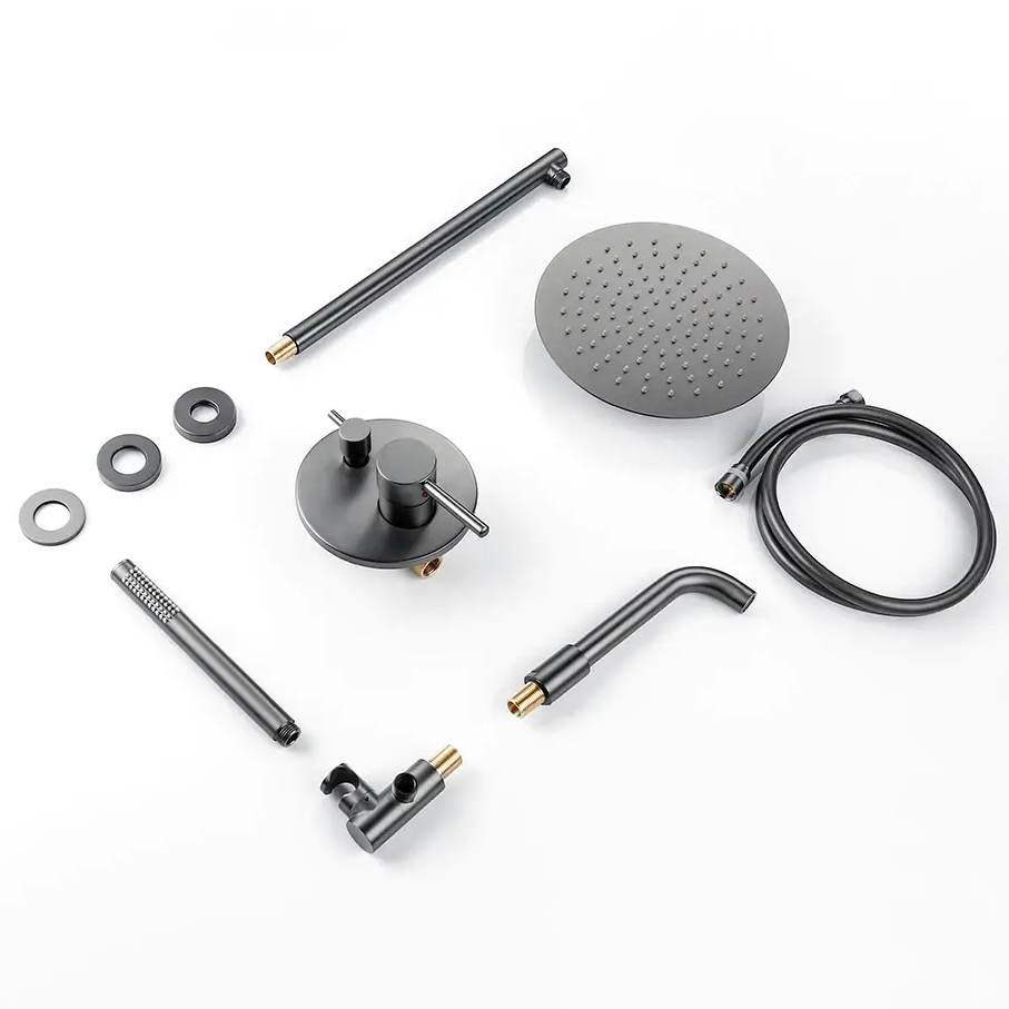 Colonne de bain encastrée gris brossé