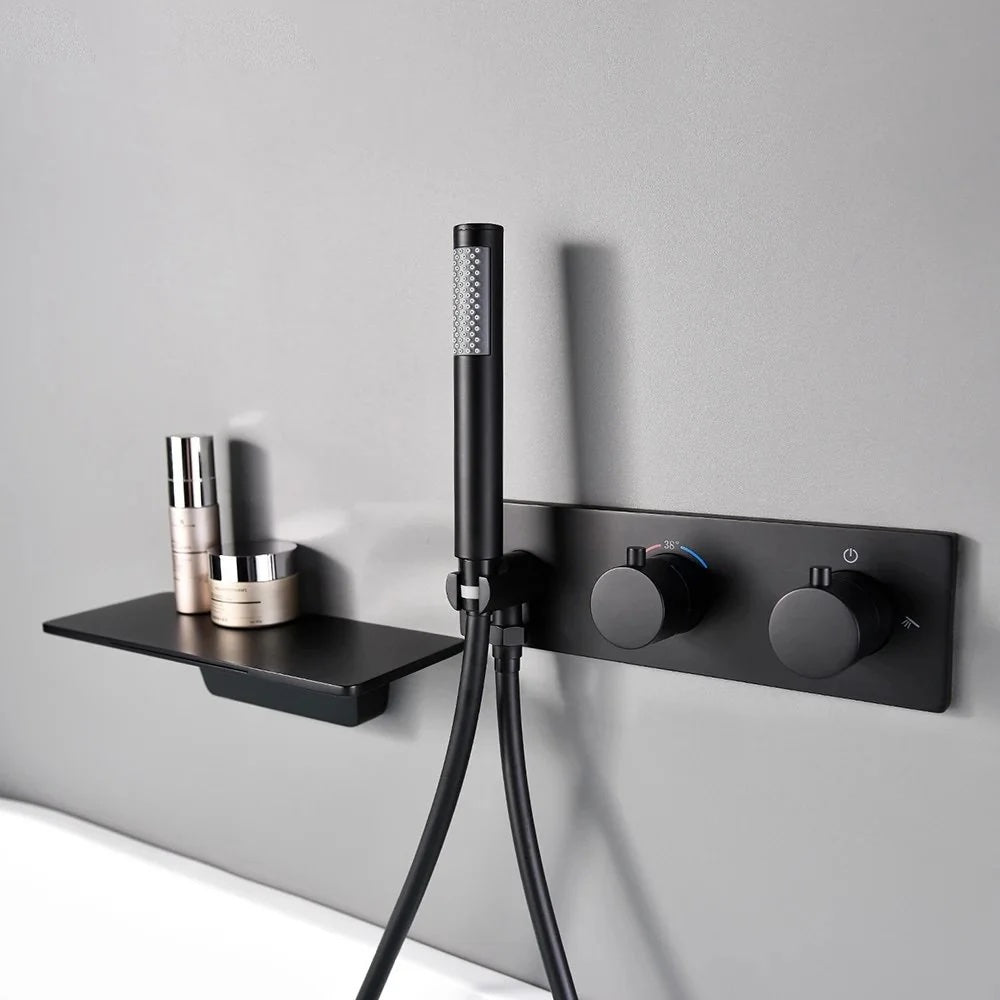 Colonne de douche et bain encastrée noir mate