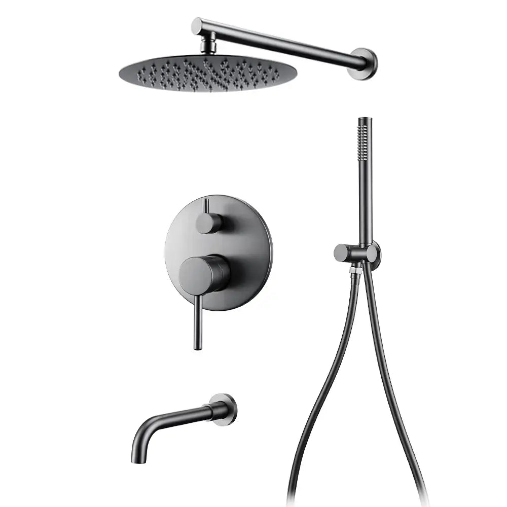 Colonne de bain encastrée gris brossé