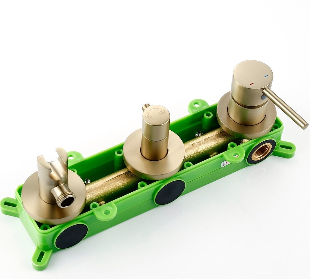 Colonne de douche encastrée or brossé