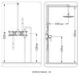 Colonne de douche encastrée or brossé