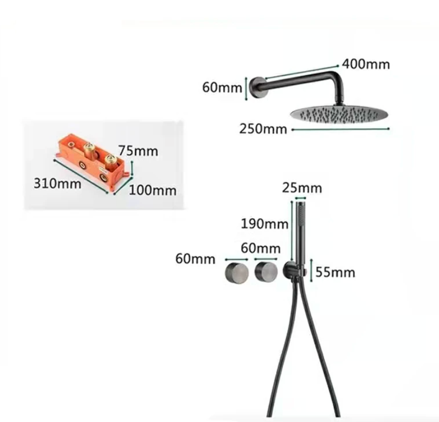 Colonne de douche encastrée gris brossé