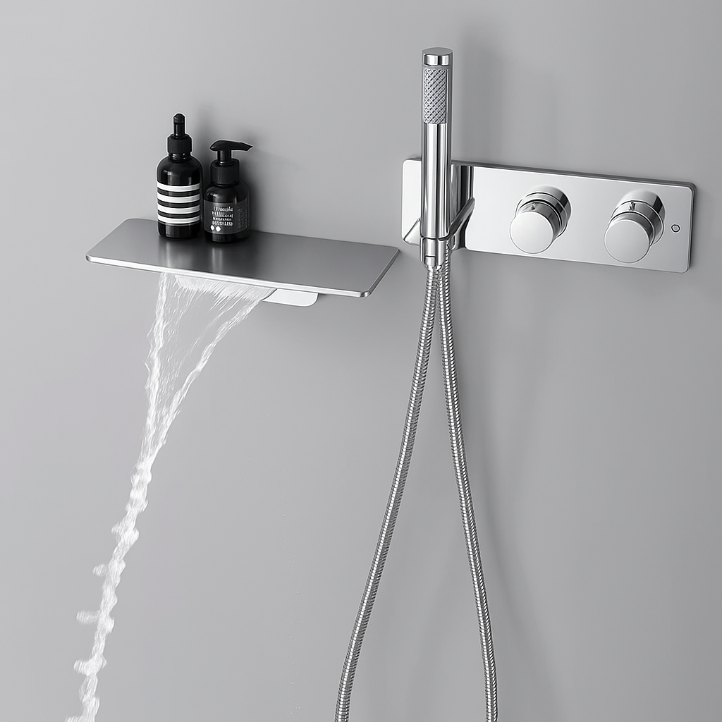 Colonne de douche et bain encastrée chrome