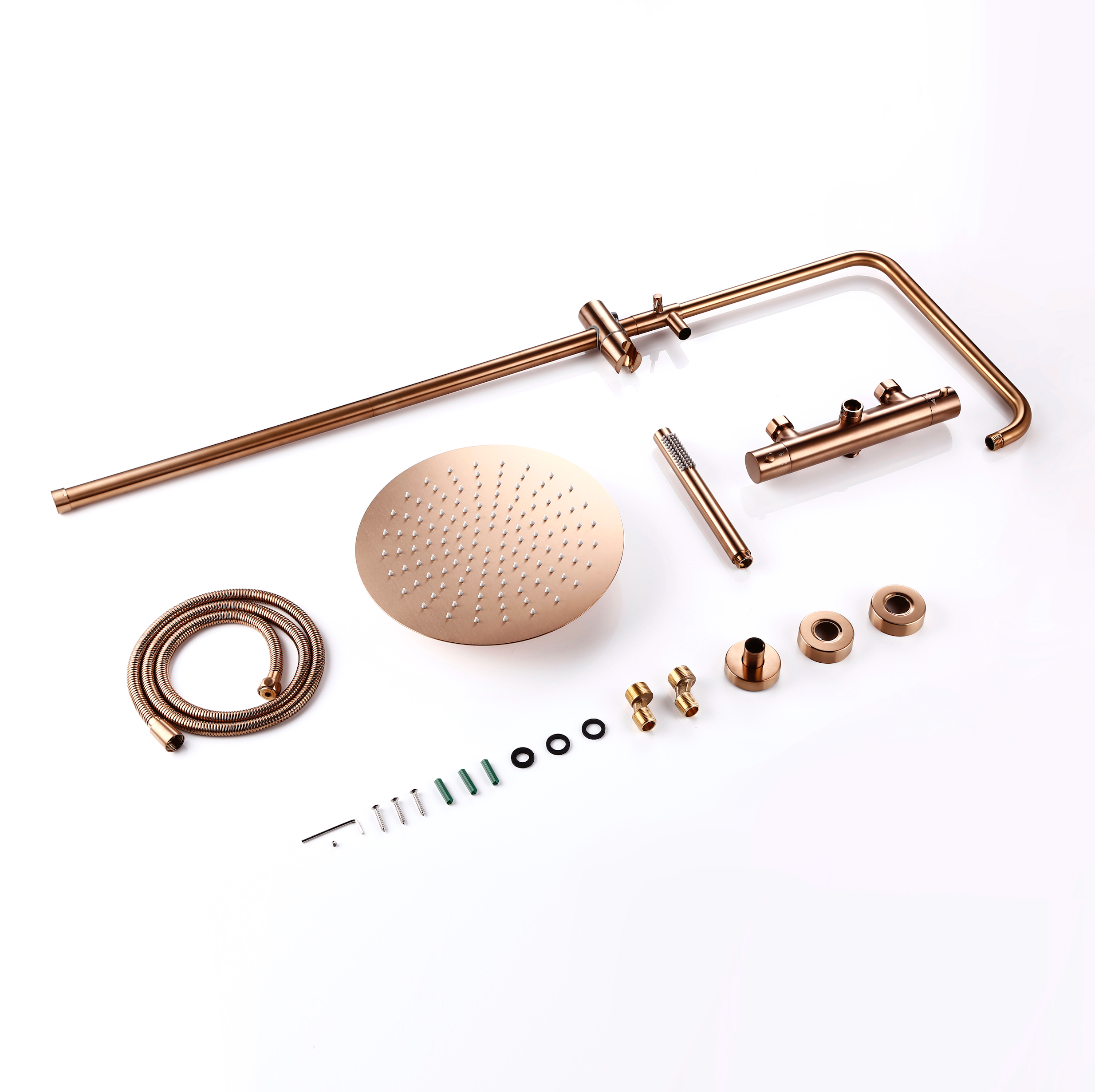 Colonne de douche thermostatique or rose brossé