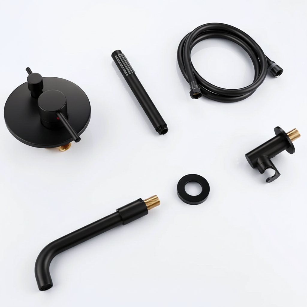 Colonne de bain encastré noir mate