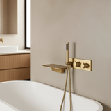 Mitigeur de bain thermostatique or brossé