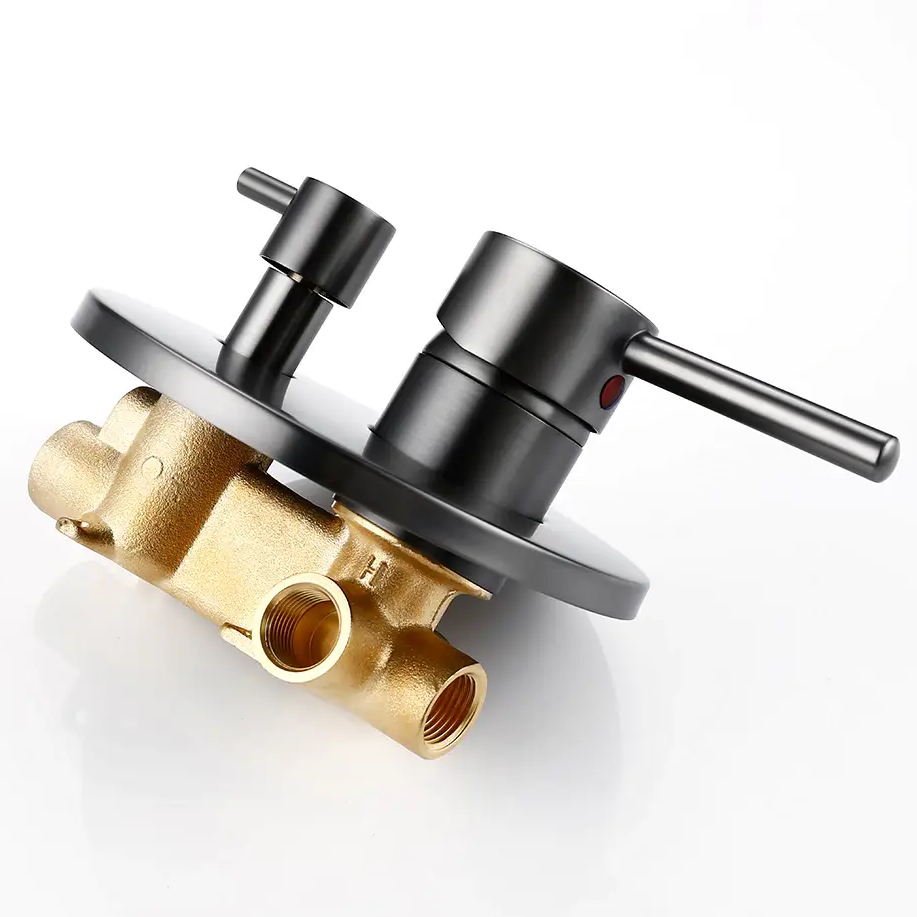 Colonne de bain encastrée gris brossé