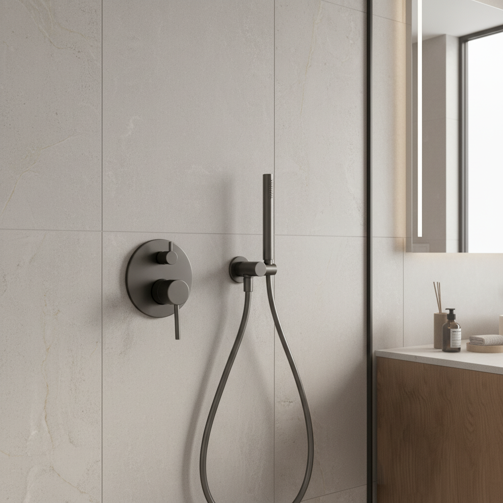 Colonne de douche encastrable gris brossé