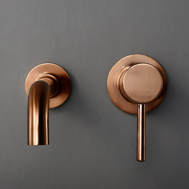 Mitigeur salle de bain encastré or rose brossé