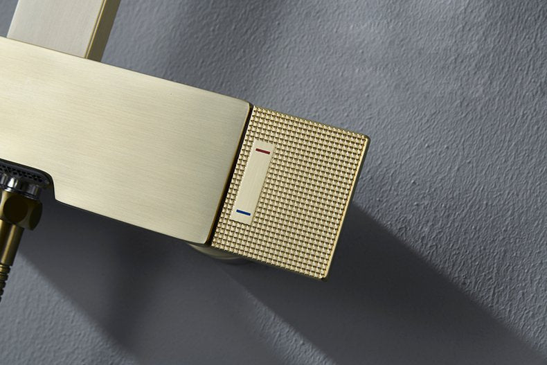 Colonne de douche et bain or brossé