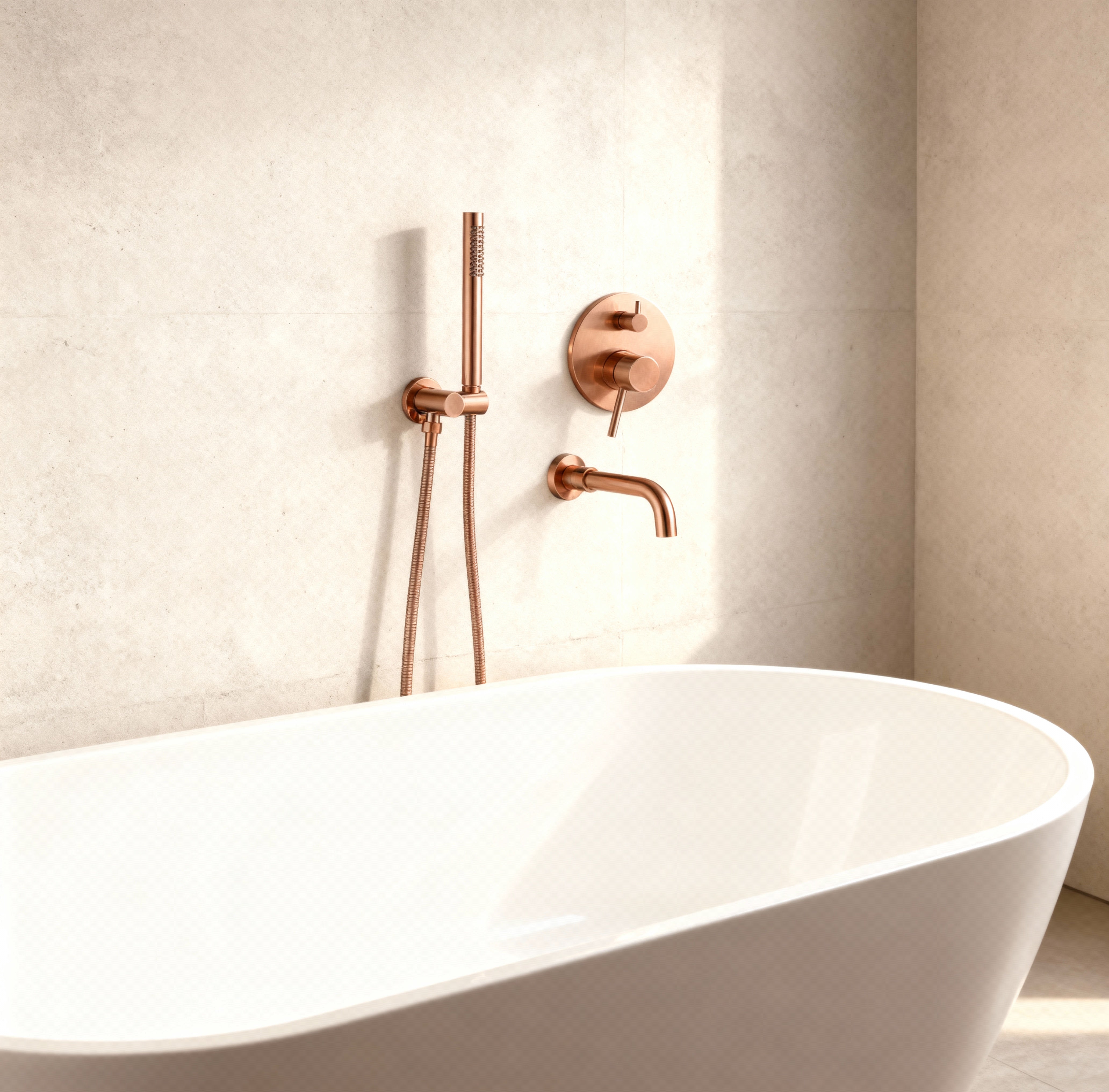 Ensemble de bain encastré or rose brossé