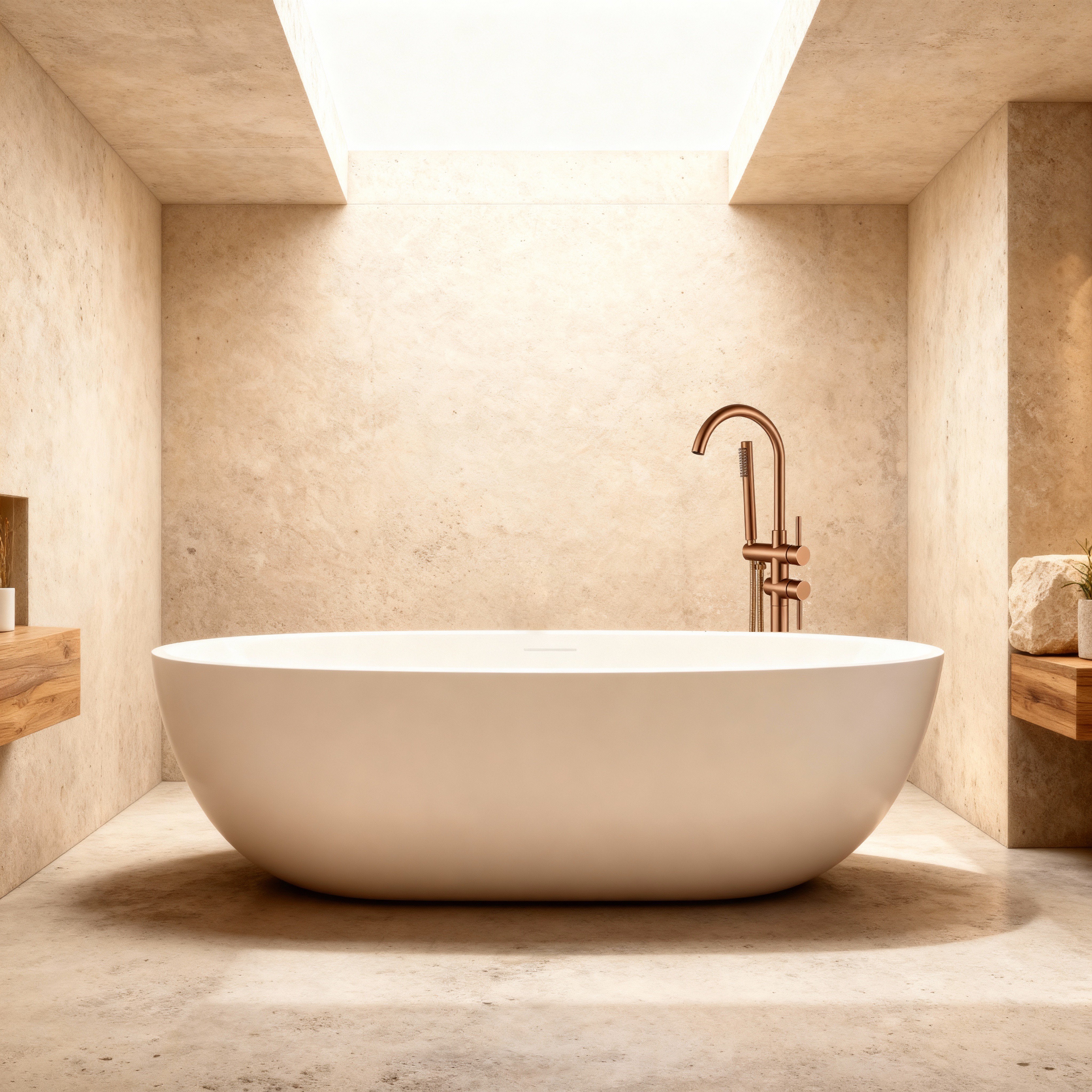 Mitigeur sur pied or rose brossé