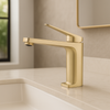 Mitigeur lavabo doré brossé design