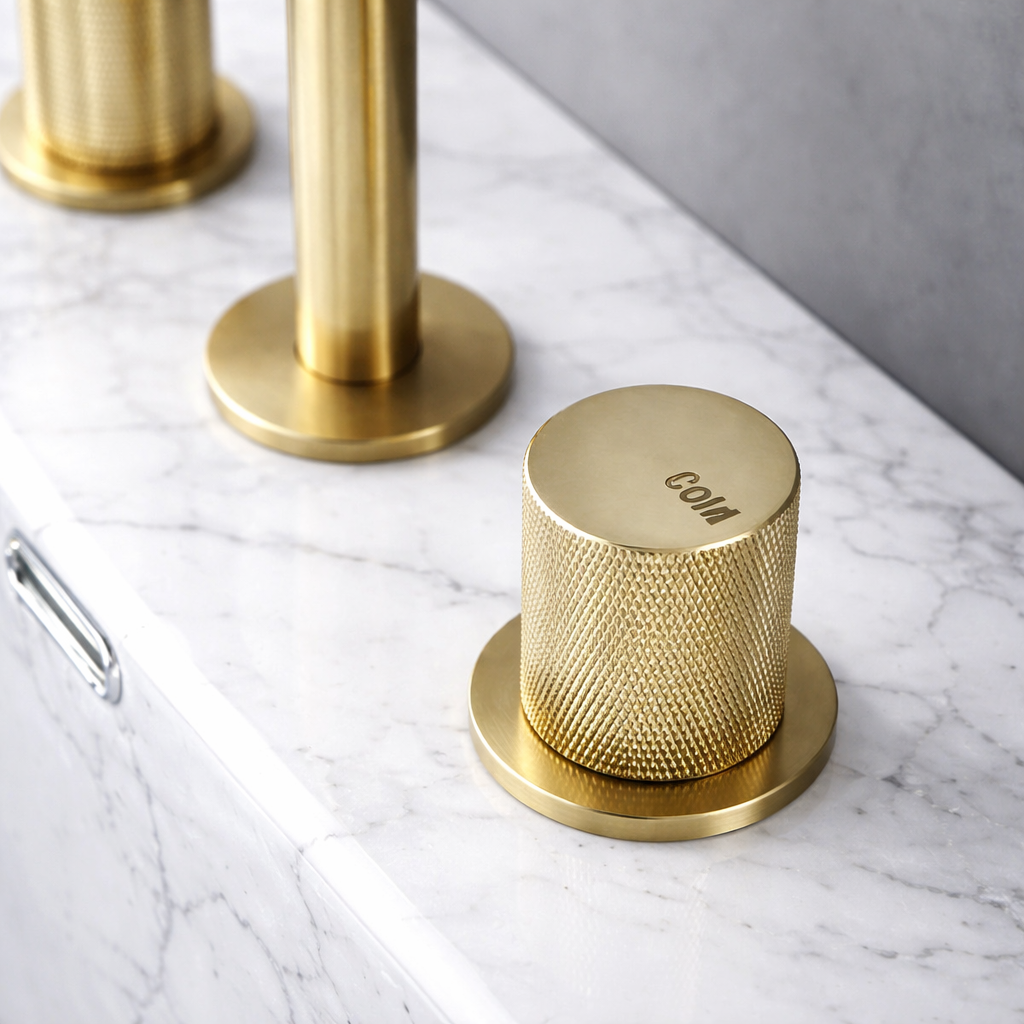 Robinet de salle de bain or brossé