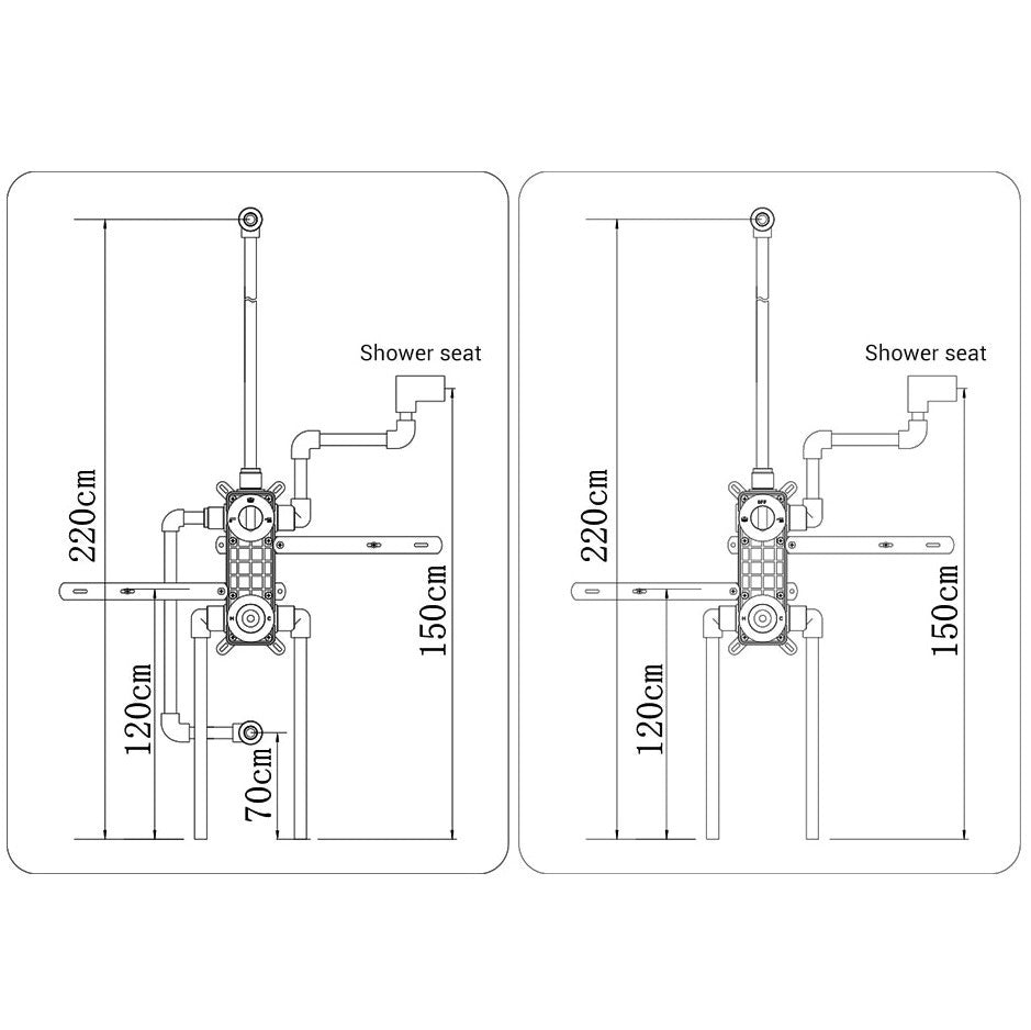 Colonne de douche encastrée or brossé