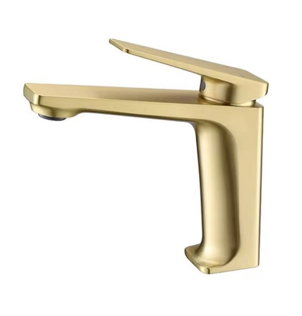 Mitigeur lavabo doré brossé design