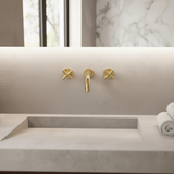 Robinet de lavabo encastré or brossé